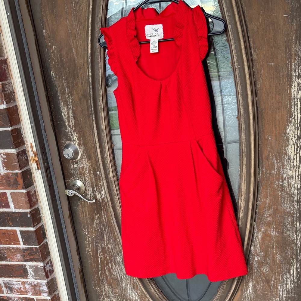 Anthropologie Tabitha Red Pocketed Dress! Size 4